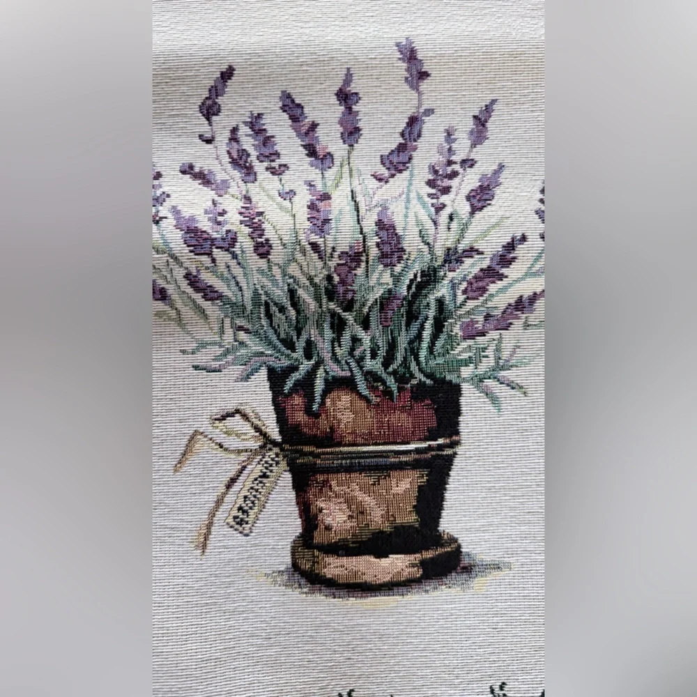 Luxury tapestry Lavander  Bouquet Table Runner - Purple and Cream